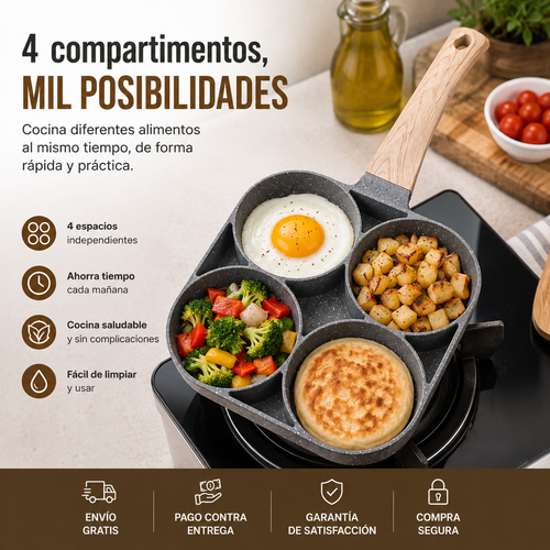 EggMaster™ 4X SARTEN PARA HUEVOS 4 PUESTOS